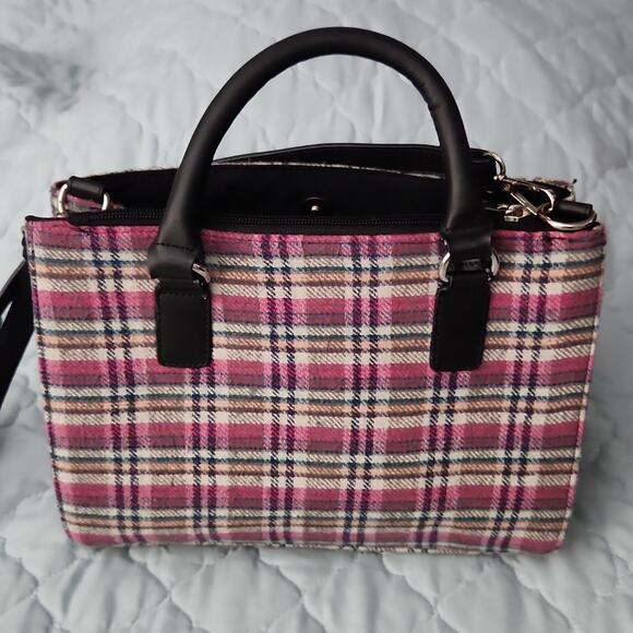 Nanette Lepore purse hand bag crossbody plaid pink - Picture 4 of 7